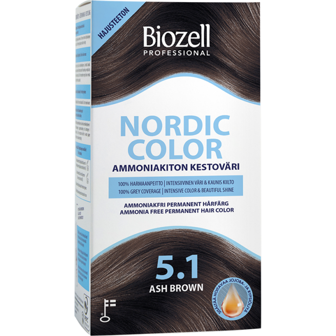 Biozell Professional Nordic Color ammoniakiton kestoväri Ash Brown 5.1