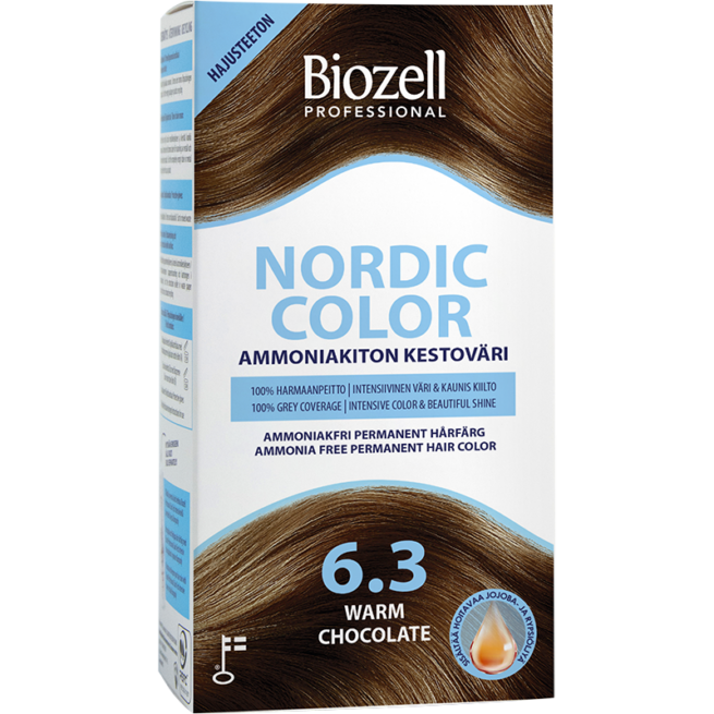 Biozell Professional Nordic Color ammoniakiton kestoväri Warm Chocolate 6.3