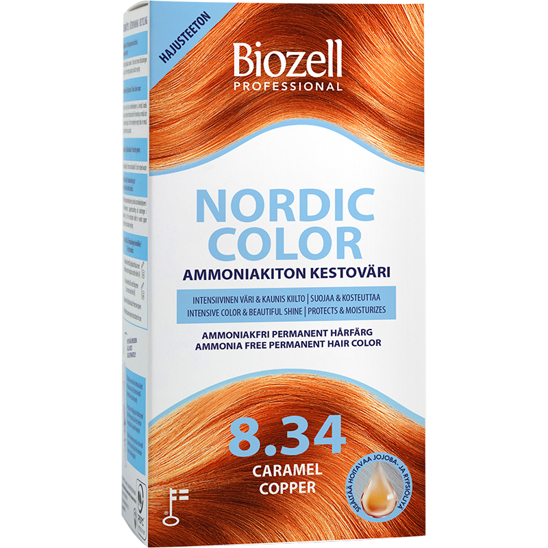 Biozell Nordic Color ammoniakiton kestoväri Warm Caramel Copper 8.34