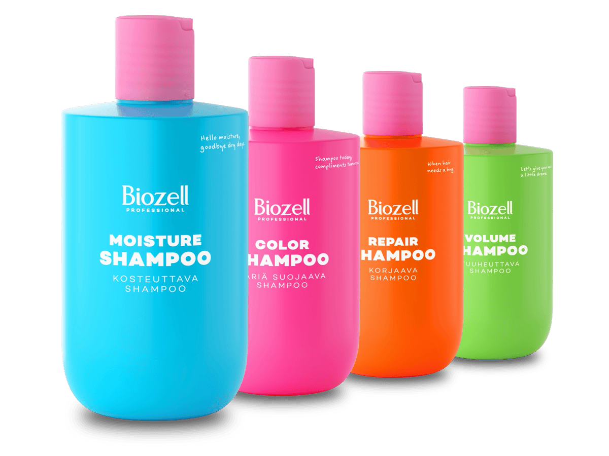 Biozell Moisture, Color, Repair ja Volume shampoot